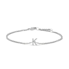 Load image into Gallery viewer, 10K White Gold Diamond Accent "A" Initial Charm and Link Bracelet