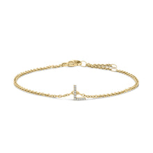 Load image into Gallery viewer, 10K White Gold Diamond Accent "A" Initial Charm and Link Bracelet
