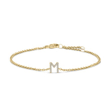 Load image into Gallery viewer, 10K White Gold Diamond Accent "A" Initial Charm and Link Bracelet
