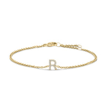Load image into Gallery viewer, 10K White Gold Diamond Accent "A" Initial Charm and Link Bracelet