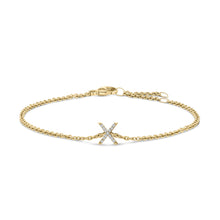 Load image into Gallery viewer, 10K White Gold Diamond Accent "A" Initial Charm and Link Bracelet