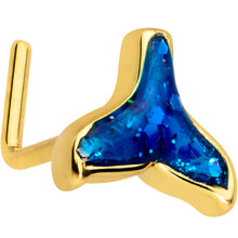 Load image into Gallery viewer, 20G 1/4 Gold Tone Iridescent Mermaid Tail L Shaped Nose Ring
