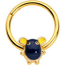 Load image into Gallery viewer, 16G 3/8 Gold Tone Black Mouse Hinged Segment Ring