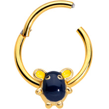 Load image into Gallery viewer, 16G 3/8 Gold Tone Black Mouse Hinged Segment Ring