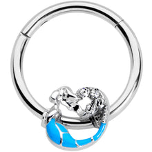 将图片加载到图库查看器,16G 3/8 Clear Gem Blue Curved Mermaid Hinged Segment Ring