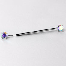 Load image into Gallery viewer, 14G Aurora CZ Gem Threadless Industrial Barbell 38mm