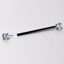 Load image into Gallery viewer, 14G Clear CZ Gem Black Threadless Industrial Barbell 38mm