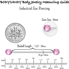将图片加载到图库查看器,14G Pink CZ Gem Threadless Industrial Barbell 38mm