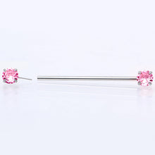 将图片加载到图库查看器,14G Pink CZ Gem Threadless Industrial Barbell 38mm