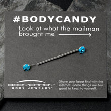 Load image into Gallery viewer, 14G Aqua CZ Gem Threadless Industrial Barbell 38mm