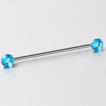 Load image into Gallery viewer, 14G Aqua CZ Gem Threadless Industrial Barbell 38mm