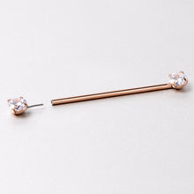 Load image into Gallery viewer, 14G Clear CZ Gem Rose Gold Tone Threadless Industrial Barbell 38mm