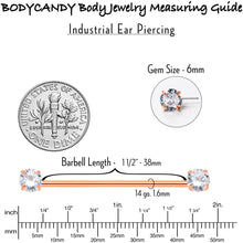 Load image into Gallery viewer, 14G Clear CZ Gem Rose Gold Tone Threadless Industrial Barbell 38mm