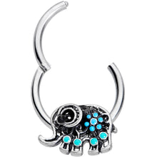 Load image into Gallery viewer, 16G 3/8 Aqua Orb Curvy Elephant Hinged Segment Ring