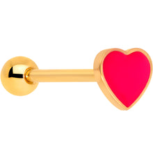 Load image into Gallery viewer, Gold Tone Red Heart Valentines Day Barbell Tongue Ring