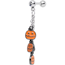 Load image into Gallery viewer, 16G 1/4 Clear Gem Halloween Pumpkin Dangle Cartilage Earring