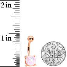 Load image into Gallery viewer, White Faux Opal Clear Gem Rose Gold Tone Aurora Belly Ring Set of 4