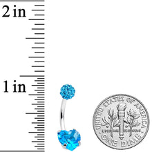 将图片加载到图库查看器,Blue CZ Gem Disco Ball Heart Belly Ring