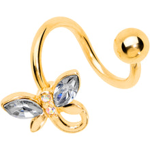 将图片加载到图库查看器,Clear Aurora Gem Gold Tone Loop Butterfly Spiral Twister Belly Ring