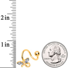 将图片加载到图库查看器,Clear Aurora Gem Gold Tone Loop Butterfly Spiral Twister Belly Ring