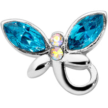 将图片加载到图库查看器,18G 3/8 Aqua Aurora Gem Loop Butterfly Nose Hoop