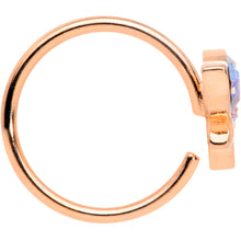 Load image into Gallery viewer, 18G 3/8 Aurora Gem Rose Gold Tone Loop Butterfly Nose Hoop