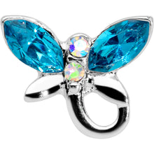将图片加载到图库查看器,16G 1/4 Clear Aqua Gem Loop Butterfly Cartilage Tragus Earring