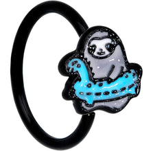 Load image into Gallery viewer, 18G 3/8 Black Swimming Sloth Nose Hoop
