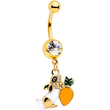 将图片加载到图库查看器,Clear Gem Gold Tone Carrot Bunny Dangle Belly Ring