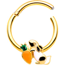 将图片加载到图库查看器,16G 3/8 Gold Tone Bunny Rabbit Carrot Easter Hinged Segment Ring