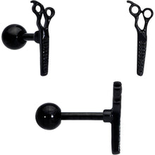 Load image into Gallery viewer, 16G 1/4 Black Gold Tone Scissors Hair Cartilage Tragus Set of 3