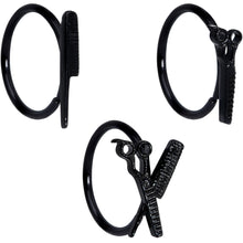 Load image into Gallery viewer, 18G 3/8 Black Scissors Comb Hair Nose Hoop Set of 3