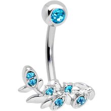 将图片加载到图库查看器,Aqua Gem Leaf Branch Belly Ring