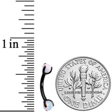 Load image into Gallery viewer, 16G 5/16 White Synthetic Opal Black Internal Thread Eyebrow Ring
