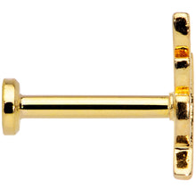 将图片加载到图库查看器,16G 5/16 Color CZ Gem Gold Tone Leaf Internally Threaded Labret