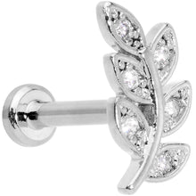 Load image into Gallery viewer, 16G 5/16 Color CZ Gem Leaf Internally Threaded Labret Tragus