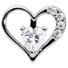 Load image into Gallery viewer, 16G 1/4 Clear CZ Gem Airy Heart Internally Threaded Labret