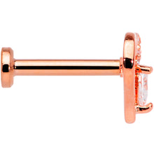 将图片加载到图库查看器,16G 5/16 Clear CZ Gem Rose Gold Hue Heart Internal Thread Labret