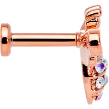 Load image into Gallery viewer, 16G 1/4 Aurora CZ Gem Rose Gold Hue Bee Internal Thread Labret