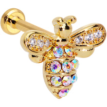 Load image into Gallery viewer, 16G 5/16 Aurora CZ Gem Gold Hue Beauty Bee Internal Thread Labret