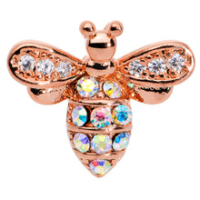 Load image into Gallery viewer, 16G 5/16 Aurora CZ Gem Rose Gold Hue Bee Internal Thread Labret