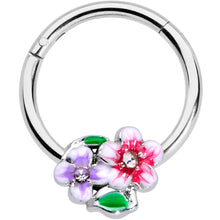 将图片加载到图库查看器,16G 3/8 Clear Gem Fanciful Flowers Hinged Segment Ring