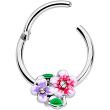 将图片加载到图库查看器,16G 3/8 Clear Gem Fanciful Flowers Hinged Segment Ring