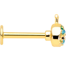 Load image into Gallery viewer, 16G 5/16 Aqua Gem Gold Tone Water Whale Labret Monroe Tragus