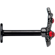 Load image into Gallery viewer, 16G 5/16 Red Gem Black Skeleton Hand Halloween Labret Tragus