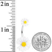 Load image into Gallery viewer, White Double Flower Double Mount Belly Ring