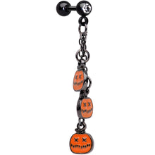 Load image into Gallery viewer, 16G 1/4 Clear Gem Black Halloween Pumpkin Dangle Cartilage