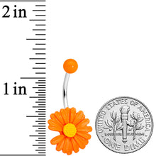 Load image into Gallery viewer, Orange Daisy Flower Belly Ring