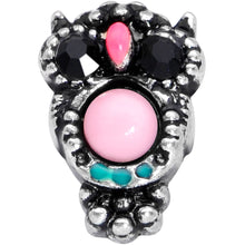 Load image into Gallery viewer, 20G 5/16 Black Gem Pink Orb Owl Nose Hoop