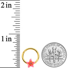 Load image into Gallery viewer, 16G 3/8 Pink Gem Gold Tone Exotic Floral Star Hinged Segment Ring